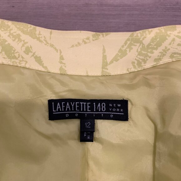Lafayette 148 Yellow Palm Print Cotton Jacket With Collar & Button Front 12 - Picture 7 of 11